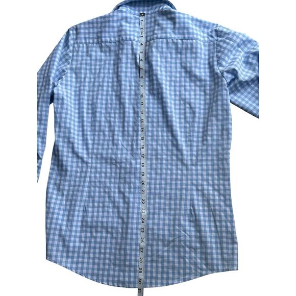 Mizzen Main Shirt Men L Blue Button Gingham Check Performance Trim Long Sleeve - Picture 8 of 8